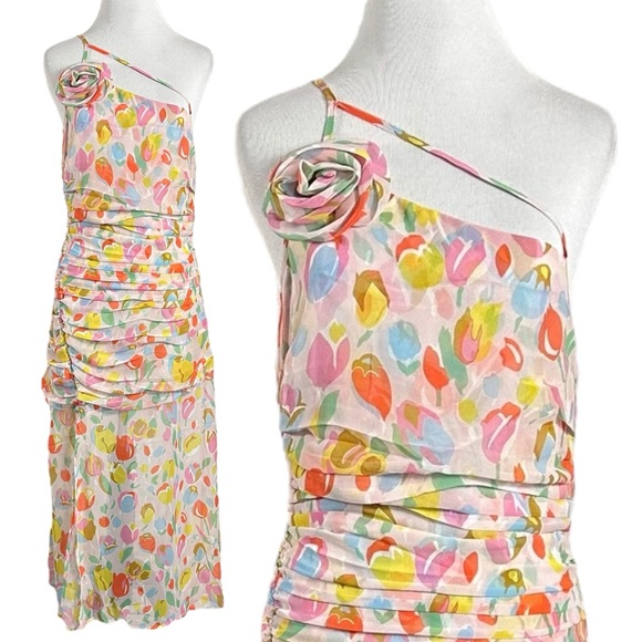 For Love & Lemons Desmona Floral Midi Dress Size Medium NWT Dainty Coquette - Picture 11 of 17